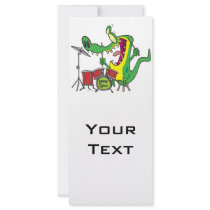 silly gator alligator drummer drumming cartoon rack cards