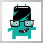 silly geek monster friend big glasses posters