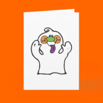 silly ghost sticking out tongue cards