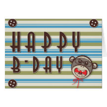 Silly Glasses Happy Birthday Sock Monkey Card
