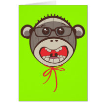 Silly Glasses Happy Birthday Sock Monkey Card