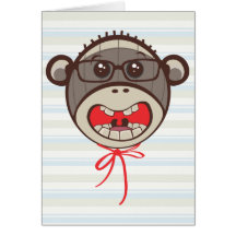 Silly Glasses Sock Monkey Thank You Card