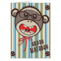 Silly GlassesHappy Birthday Sock Monkey Card