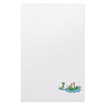 silly gliding alligator crocodile cartoon stationery
