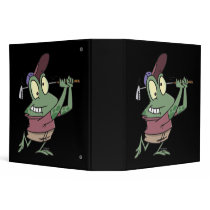 silly golfing golfer frog cartoon 3 ring binder