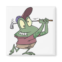 silly golfing golfer frog cartoon magnet