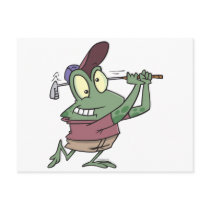 silly golfing golfer frog cartoon postcards