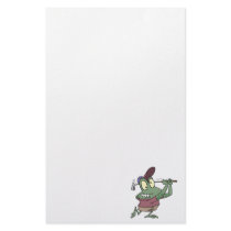 silly golfing golfer frog cartoon custom stationery