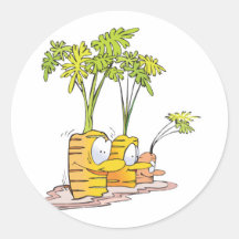 silly goofy cute cartoon carrots rooted round stickers