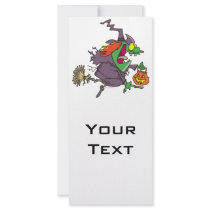 silly goofy halloween witch toon rack card design