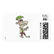 silly goofy zombie cartoon character postage