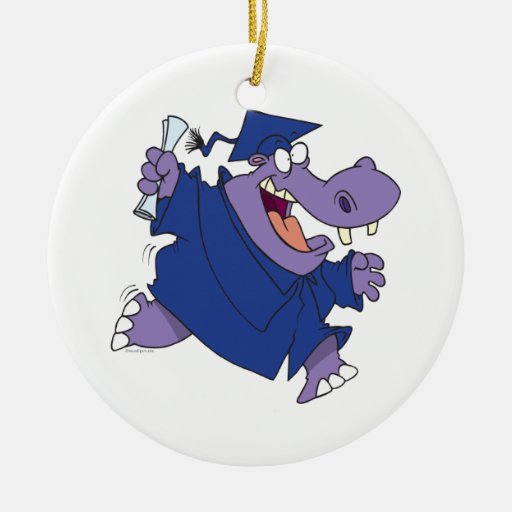 silly graduate graduation hippo cartoon christmas tree hippopotamus christmas ornaments