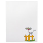silly gray cat standing on a fence cartoon customized letterhead