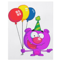 silly happy birthday party purple bear  balloons custom flyer