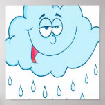 silly happy rain cloud cartoon posters