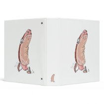 silly hot dog in bun cartoon character vinyl binders