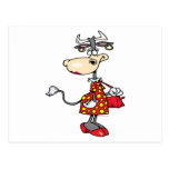 silly lady cow shopping shopper cartoon character postcards