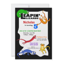 Silly Leaping Lizard Birthday Invitation