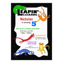 Silly Leaping Lizard Birthday Invitation