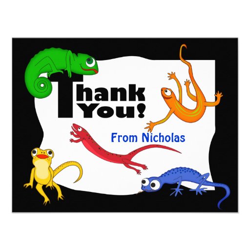 Silly Leaping Lizard Thank You Note Personalized Invites