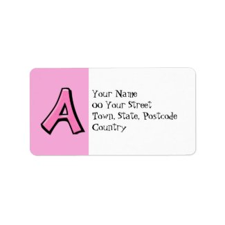 Silly Letter A pink Address Label label