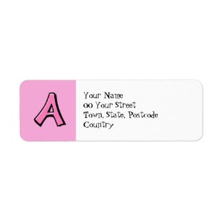 Silly Letter A pink Return Address Label label