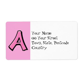Silly Letter A pink Shipping Label label