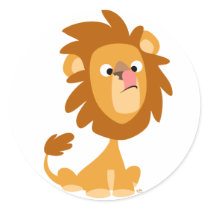 Silly Lion! cartoon round sticker