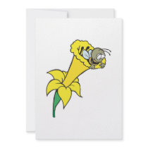 silly little bee in daffodil custom invitations