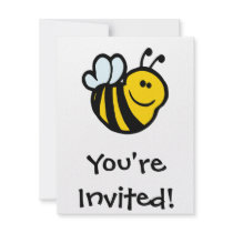 silly little bumble bee smiling cartoon character custom invitation
