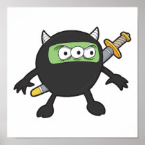silly little ninja monster poster