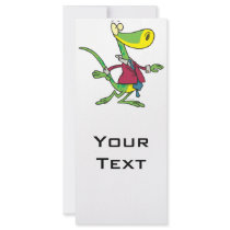 silly lizard wearing a suit cartoon personalized rack card