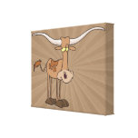 silly longhorn cow cartoon character gallery wrap canvas