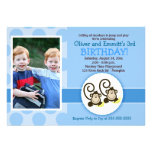 Silly Monkey Twins Photo Birthday Invite 5x7