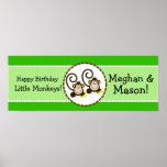 Silly Monkeys Personalized Birthday Banner Print