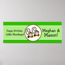 Silly Monkeys Personalized Birthday Banner Print