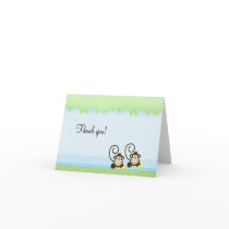 Silly Monkeys Twins Folded Thank you notes Card