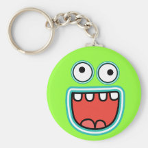 Silly Monster Grin Smiley Face Key Chain