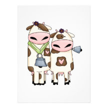 silly moo cow couple cartoon personalized invitations