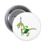 silly native tribe tribal lizard cartoon pin