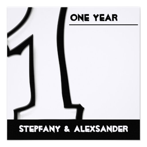 Silly Number 1 white Anniversary Invite