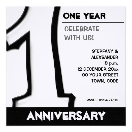Silly Number 1 white Anniversary Invite