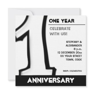 Silly Number 1 white Anniversary Invite invitation