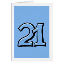Silly Number 21 blue Card cards