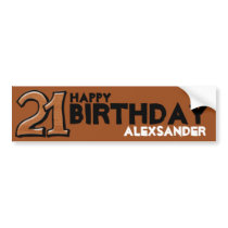 Silly Number 21 chocolate Birthday Long Sticker Bumper Stickers