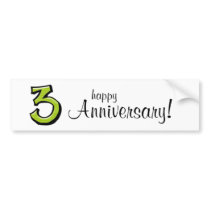 Silly Number 3 green Anniversary Bumper Sticker