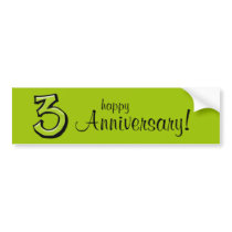 Silly Number 3 green Anniversary Bumper Sticker
