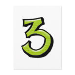 Silly Number 3 green white Postcard