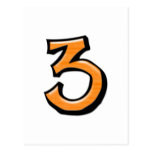 Silly Number 3 orange white Postcard