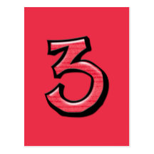 Silly Number 3 red Postcard